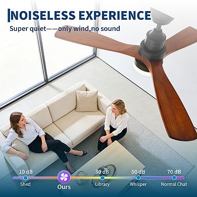 52" Ceiling Fan with Lights and Remote, 3CCT Dimmable LED,Timer, APP Control for Bedroom Living Room