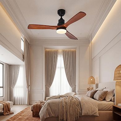 52" Ceiling Fan with Lights and Remote, 3CCT Dimmable LED,Timer, APP Control for Bedroom Living Room
