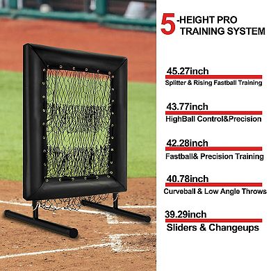 Baseball Pitching Net,9 Hole Pitching Net, 5 Height Adjustable Portable Baseball Softball Pitcher