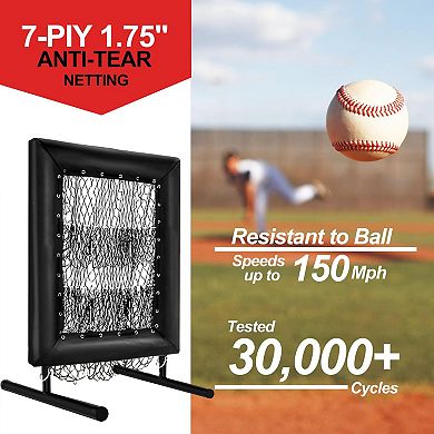 Baseball Pitching Net,9 Hole Pitching Net, 5 Height Adjustable Portable Baseball Softball Pitcher