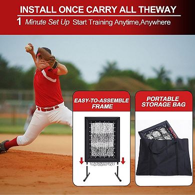 Baseball Pitching Net,9 Hole Pitching Net, 5 Height Adjustable Portable Baseball Softball Pitcher