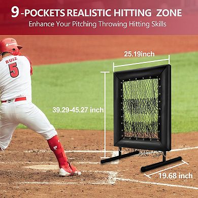 Baseball Pitching Net,9 Hole Pitching Net, 5 Height Adjustable Portable Baseball Softball Pitcher