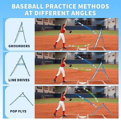 Baseball Rebounder Net with 9 Holes,Adjustable Bounce Back Trainer,Portable Multi-Sport Softball