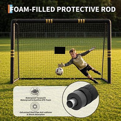 8Ft Soccer Goal with Foam Padded Posts,Weatherproof Net,Easy Assembly,Metal Structure,Anti-Collision