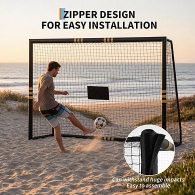 8Ft Soccer Goal with Foam Padded Posts,Weatherproof Net,Easy Assembly,Metal Structure,Anti-Collision