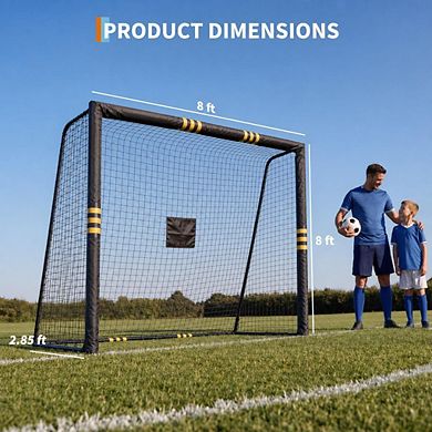 8Ft Soccer Goal with Foam Padded Posts,Weatherproof Net,Easy Assembly,Metal Structure,Anti-Collision