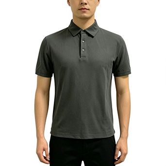 Men's Polo T-Shirt High Moisture Wicking Dry Fit Performance Short Sleeve w Collar Golf Tennis
