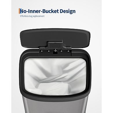 Large Capacity Stainless Steel Trash Can with Plastic Lid, Multi-Functional Utility Tape Bucket