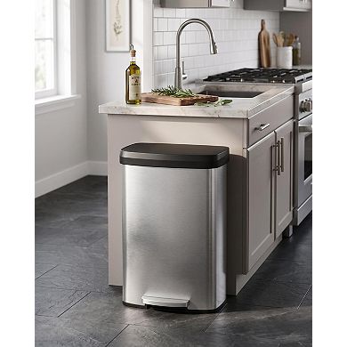 Large Capacity Stainless Steel Trash Can with Plastic Lid, Multi-Functional Utility Tape Bucket
