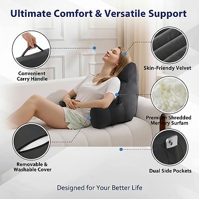 Back Pillow for Bed Sitting Up Memory Foam with Arms