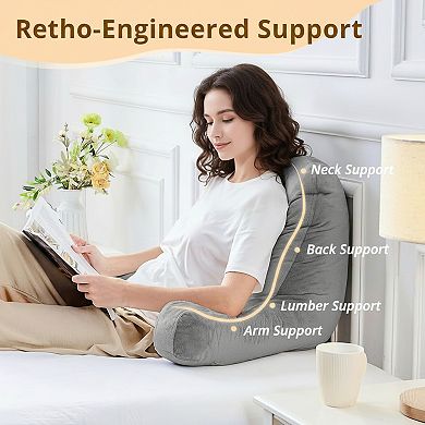 Reading Pillow for Bed Sitting Up Velvet Backrest Support