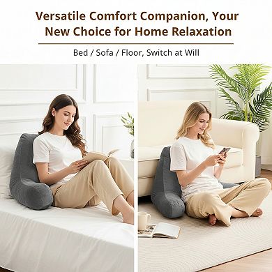 Reading Pillow for Bed Sitting Up Velvet Backrest Support