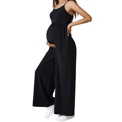 Maternity Women's Casual Baggy Spaghetti Straps Jumpsuit