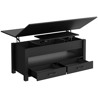 4-in-1 Multi-Function Lift Top Coffee Table Convertible Center Table with Drawers and Hidden Storage