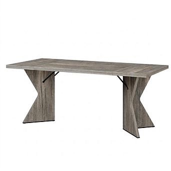 70.9'' Rustic Dining Table, Seats 6, Thick Wood Top, V-Shaped Legs for Dining, Kitchen & Office