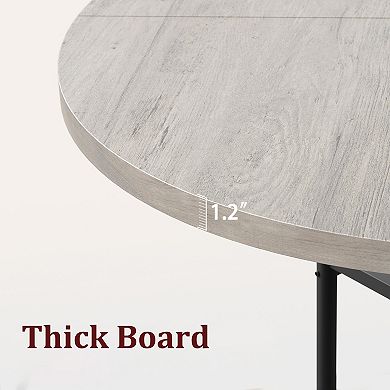 47'' Modern Round 4-Seat Dining Table, 3-Tier Storage, Roman Metal Legs, Thick Desktop for Home Use