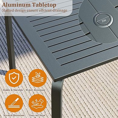 71'' Weatherproof Aluminum Outdoor Dining Table, Rustproof, Seats 6-8 for Patio & Garden Lawn