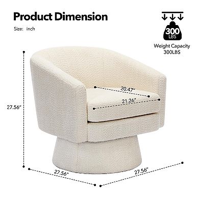Modern Swivel Barrel Chair, Round Accent Chairs for Living Room