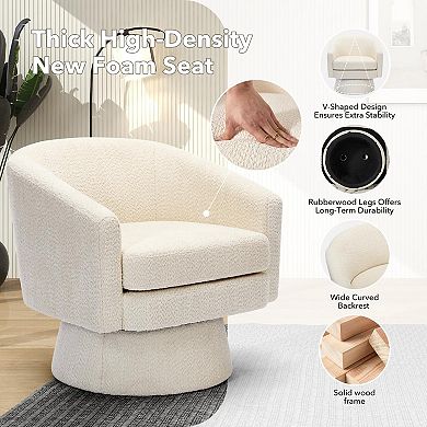 Modern Swivel Barrel Chair, Round Accent Chairs for Living Room