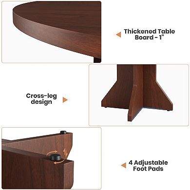 47'' Round Dining Table, 4-6 Seater, Sturdy Pedestal Base, Dual Color for Home, Kitchen & Apartment