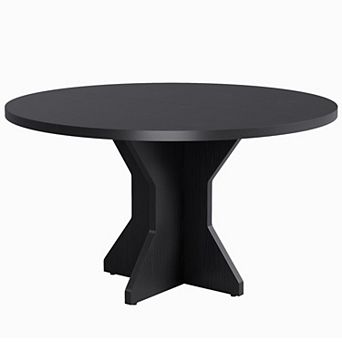 47'' Round Dining Table, 4-6 Seater, Sturdy Pedestal Base, Dual Color for Home, Kitchen & Apartment