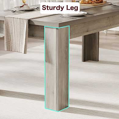 63'' Rustic Dining Table, Extra Thick Top, Reinforced Legs, Seats 4-6 for Dining Room & Kitchen
