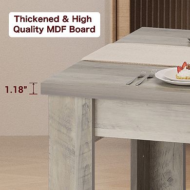 63'' Rustic Dining Table, Extra Thick Top, Reinforced Legs, Seats 4-6 for Dining Room & Kitchen
