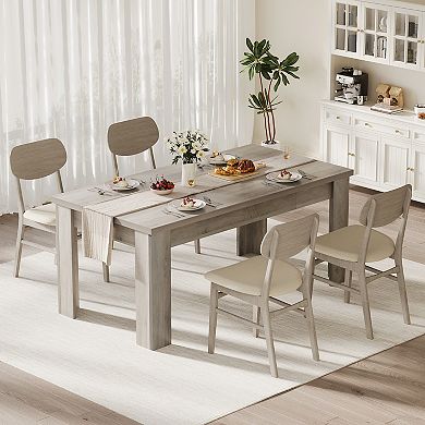 63'' Rustic Dining Table, Extra Thick Top, Reinforced Legs, Seats 4-6 for Dining Room & Kitchen