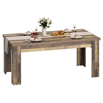 63'' Rustic Dining Table, Extra Thick Top, Reinforced Legs, Seats 4-6 for Dining Room & Kitchen