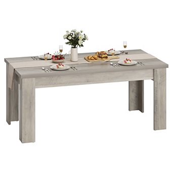 63'' Rustic Dining Table, Extra Thick Top, Reinforced Legs, Seats 4-6 for Dining Room & Kitchen