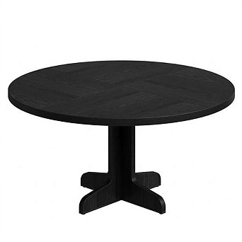 47.2'' Rustic Round Dining Table, Thick Top, Sturdy Base, Seats 4-6 for Dining & Living Room