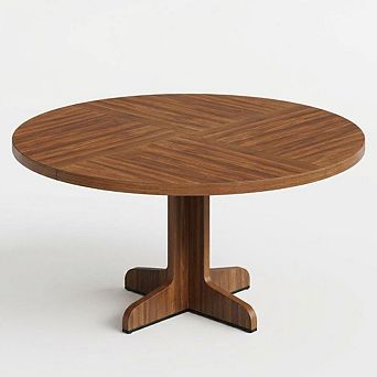 47.2'' Rustic Round Dining Table, Thick Top, Sturdy Base, Seats 4-6 for Dining & Living Room