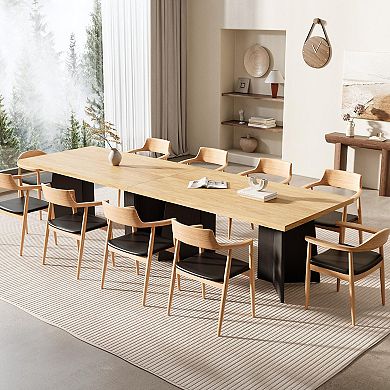 63'' Modern Dining Table, Easy Assembly, Large Wood Tabletop, Sturdy Metal Base for Kitchen, Dining