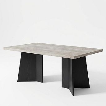 63'' Modern Dining Table, Easy Assembly, Large Wood Tabletop, Sturdy Metal Base for Kitchen, Dining