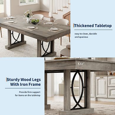 71" Durable Dining Table, 2 Drawers, Sturdy Metal Frame, 6-8 Seater for Kitchen & Dining Room