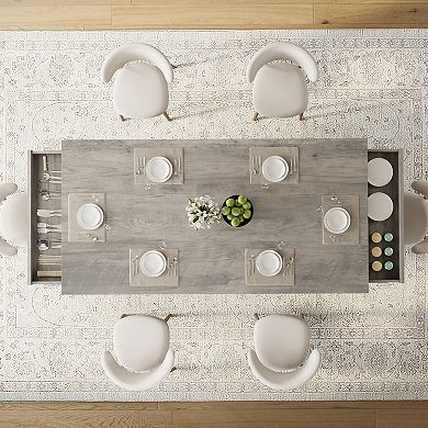 71" Durable Dining Table, 2 Drawers, Sturdy Metal Frame, 6-8 Seater for Kitchen & Dining Room