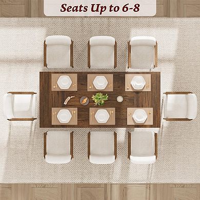 71'' Modern Dining Table, Unique Wooden Legs, Seats 6-8 for Kitchen, Dining Room & Living Room