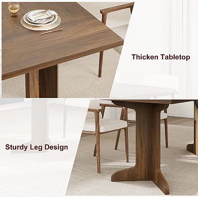71'' Modern Dining Table, Unique Wooden Legs, Seats 6-8 for Kitchen, Dining Room & Living Room