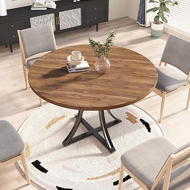 40'' Round 4-Seater Dining Table, Adjustable Casters,Easy Assembly for Home, Living Room & Apartment