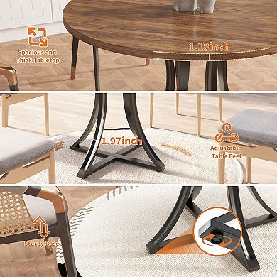 40'' Round 4-Seater Dining Table, Adjustable Casters,Easy Assembly for Home, Living Room & Apartment