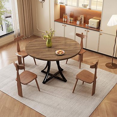 40'' Round 4-Seater Dining Table, Adjustable Casters,Easy Assembly for Home, Living Room & Apartment