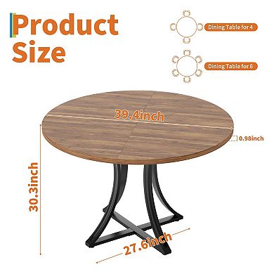 40'' Round 4-Seater Dining Table, Adjustable Casters,Easy Assembly for Home, Living Room & Apartment