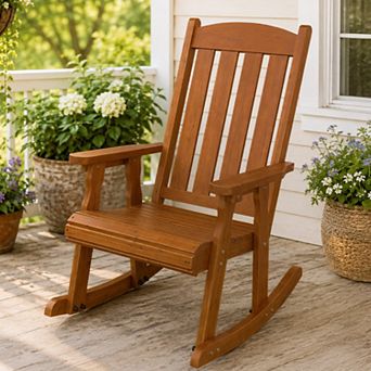 Fortune Candy Wooden Patio Rocking Chair, for Outdoor and Indoor