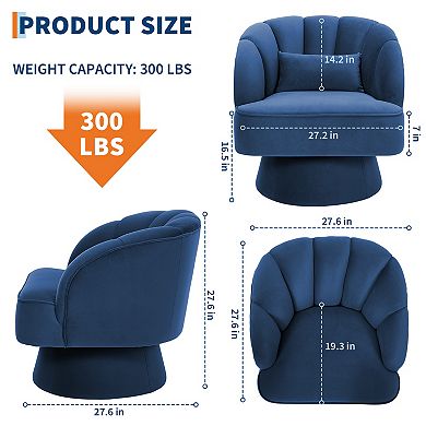 360° Swivel Barrel Accent Chair - Modern Round Armchair with Cozy Padding and Striped Backrest