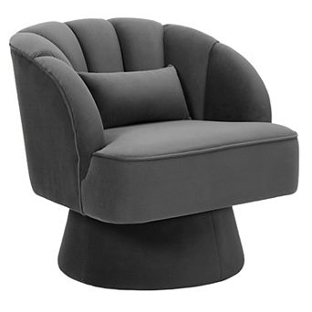 360° Swivel Barrel Accent Chair - Modern Round Armchair with Cozy Padding and Striped Backrest