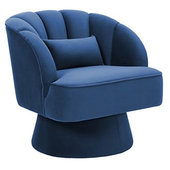 360° Swivel Barrel Accent Chair - Modern Round Armchair with Cozy Padding and Striped Backrest
