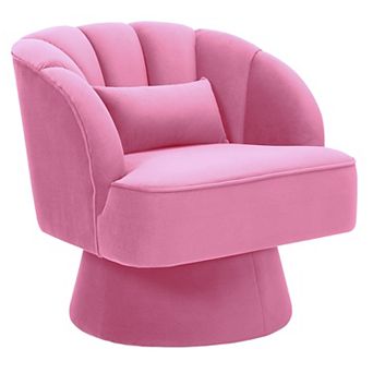 360° Swivel Barrel Accent Chair - Modern Round Armchair with Cozy Padding and Striped Backrest