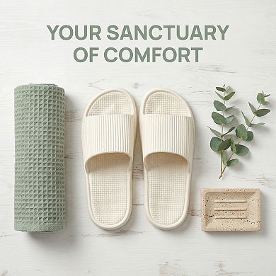 Women's Cushioned Sole Slides Unisex Quick Drying Bathroom House Slippers