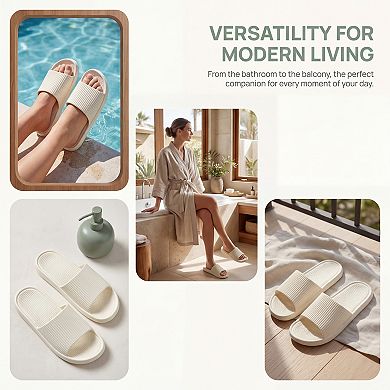 Women's Cushioned Sole Slides Unisex Quick Drying Bathroom House Slippers