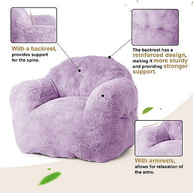 Soft Comfy Bean Bag Chair, Padded Sofa Seat with Back Support for Living Room Bedroom Apartment
